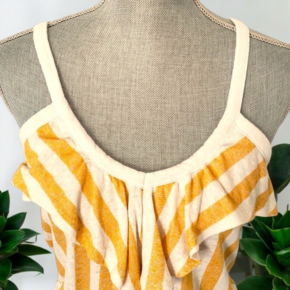 New Old Navy Yellow Stripe Sleeveless Flounce Top - Picture 8 of 16